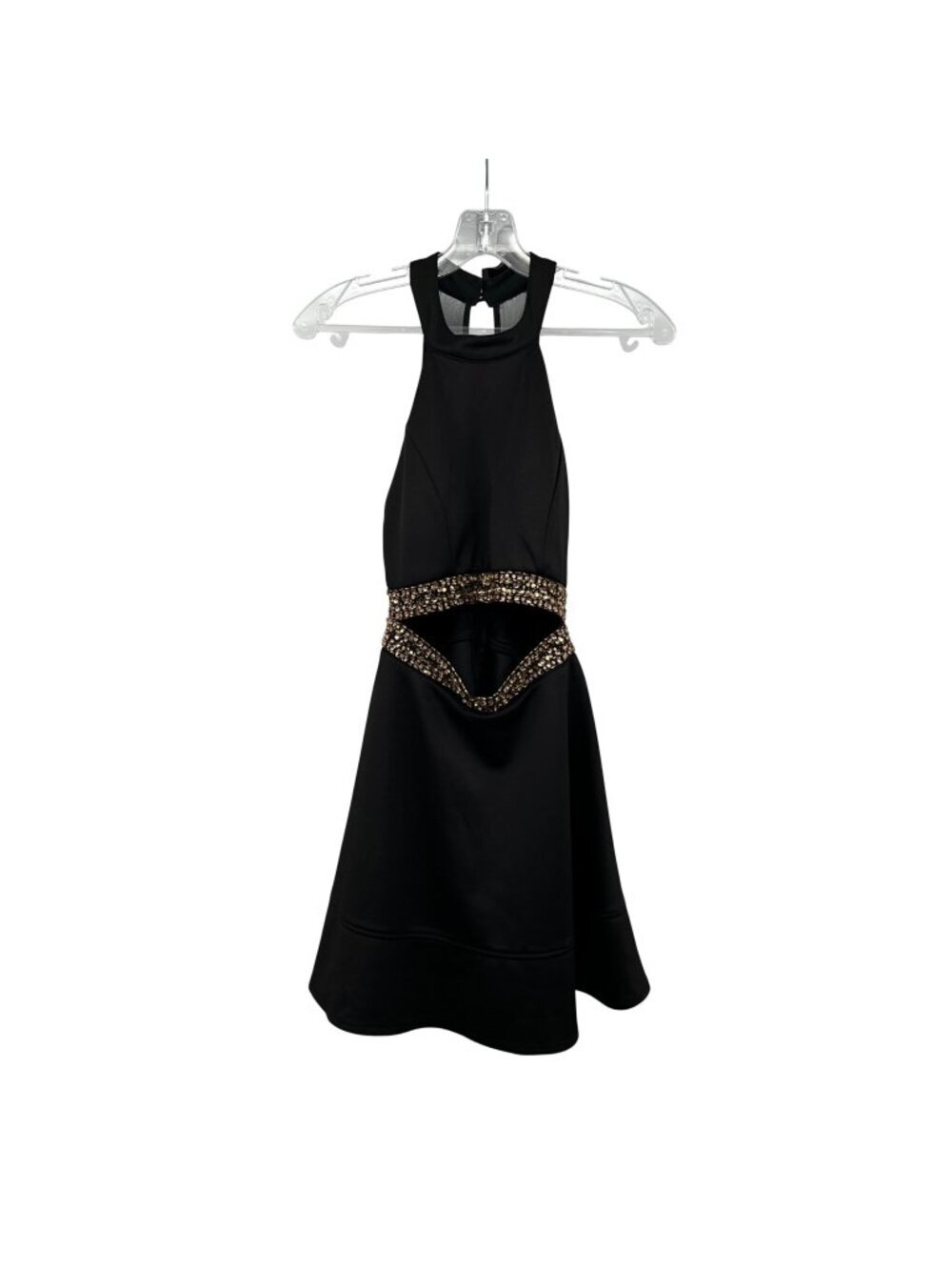 Emerald Sundae A-Line Halter Dress Cut Out Rhinestones Black Size Medium